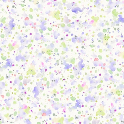 Purple Green Paint Splatter Cotton Wideback Fabric per yard - Prismatic Fiber Arts