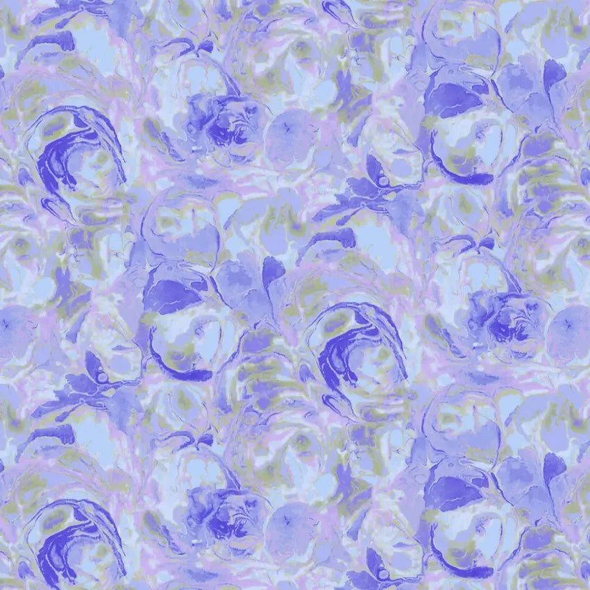 Purple Hydrangea Paint Swirls Cotton Wideback Fabric per yard - Prismatic Fiber Arts