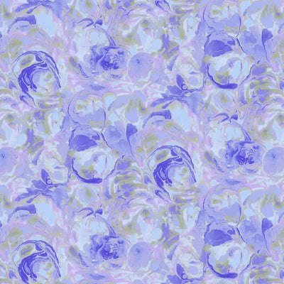 Purple Hydrangea Paint Swirls Cotton Wideback Fabric per yard - Prismatic Fiber Arts