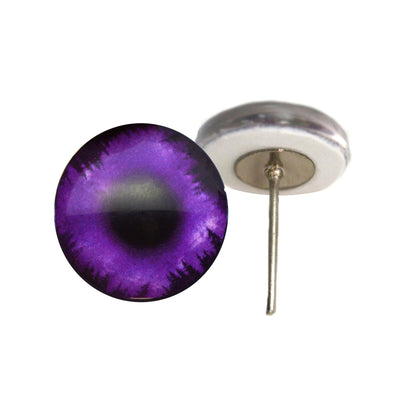 Purple Night Sky Tree Line Glass Eyes on Wire Pin Posts