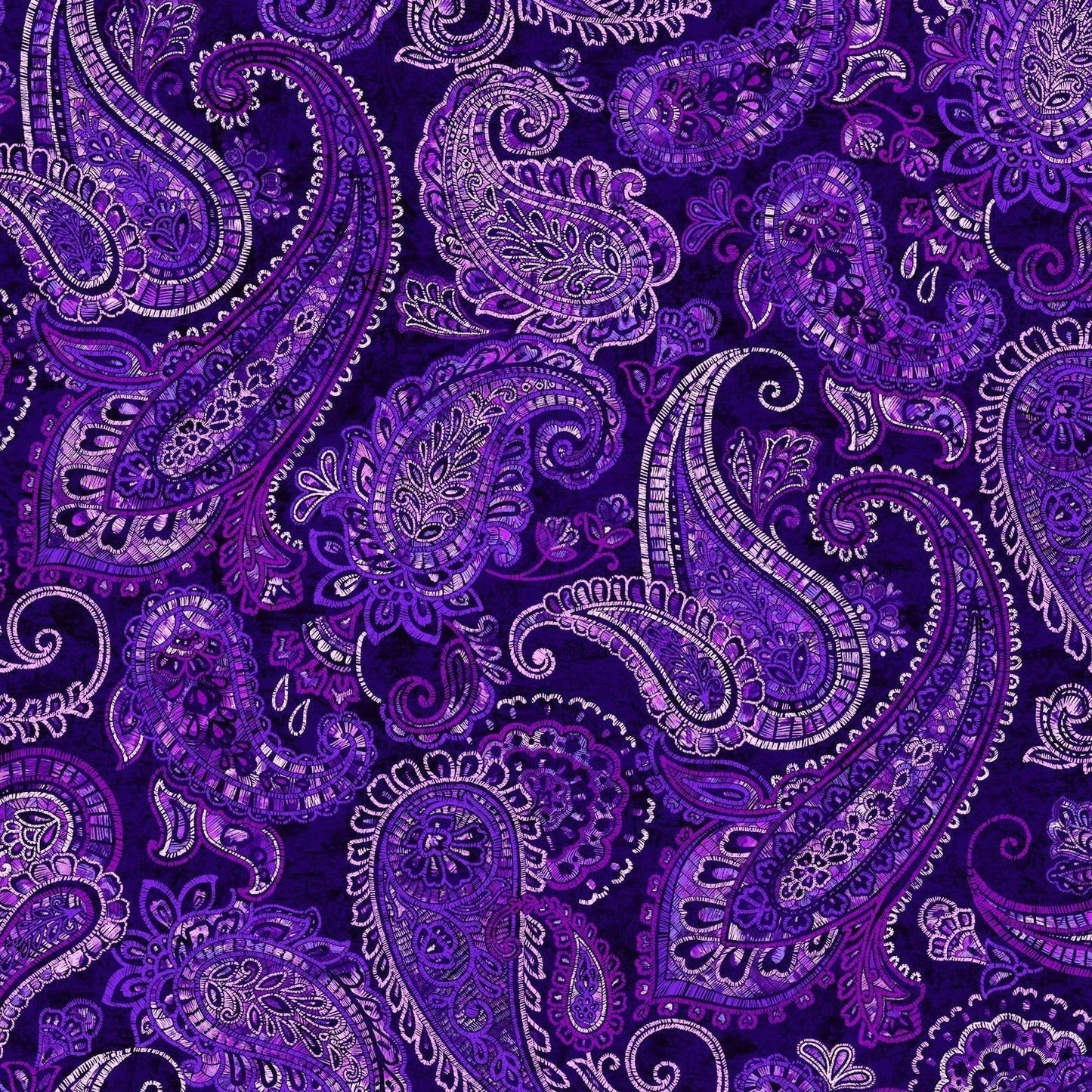 Purple Parkside Large Embroidered Paisley Wideback Fabric Per Yard - Prismatic Fiber Arts