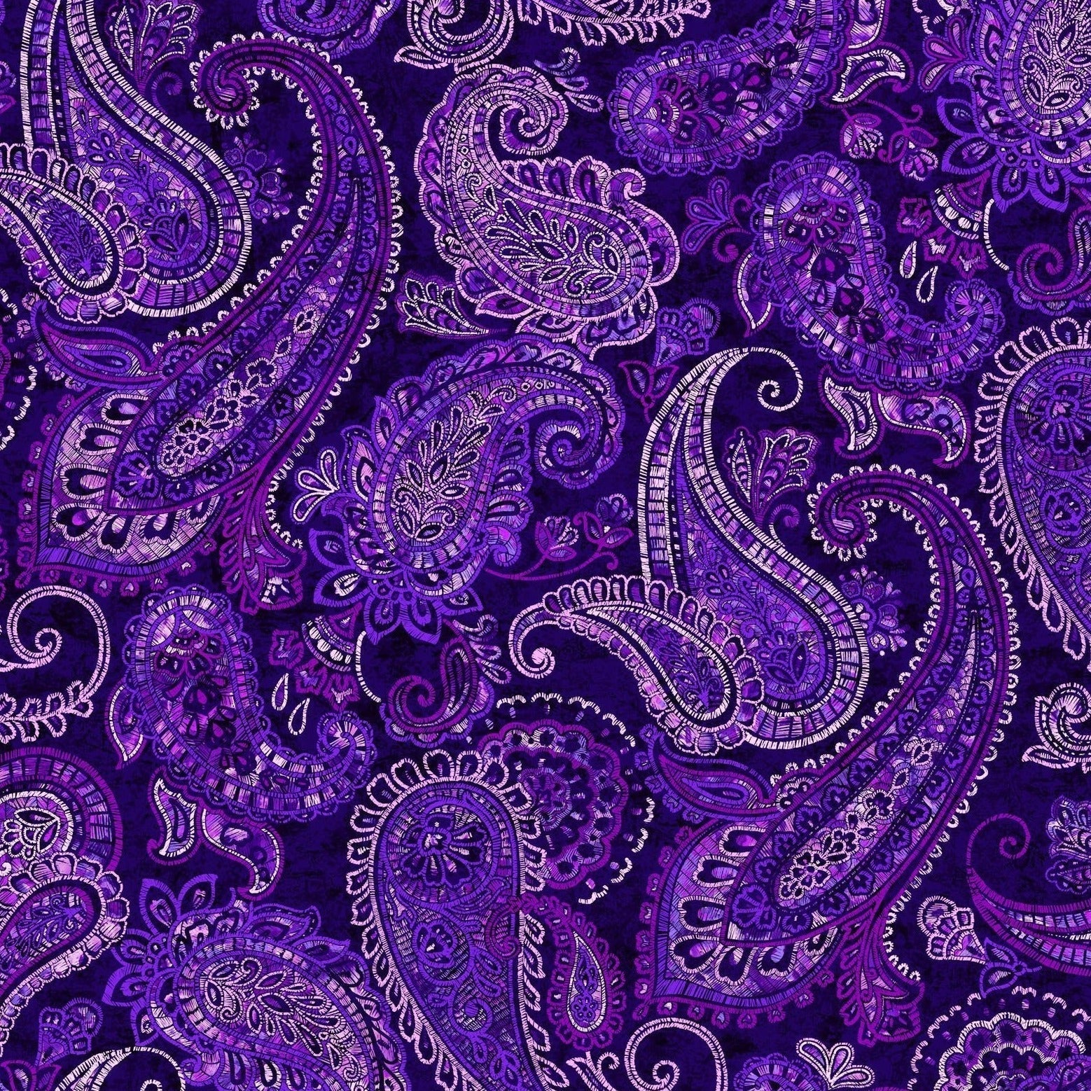 Purple Parkside Large Embroidered Paisley Wideback Fabric Per Yard - Prismatic Fiber Arts