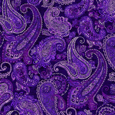 Purple Parkside Large Embroidered Paisley Wideback Fabric Per Yard - Prismatic Fiber Arts