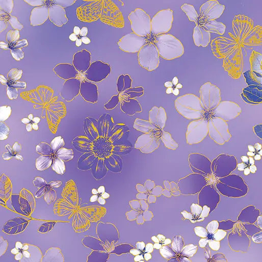 Purple Violet Ethereal Field Cotton 44"/45" Fabric Per Yard - Prismatic Fiber Arts