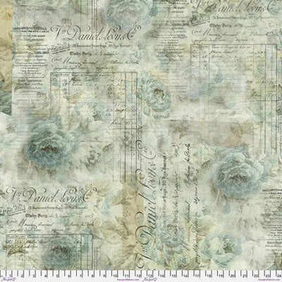 Natural Aqua Receipt Cotton Wideback Fabric per yard - Prismatic Fiber Arts