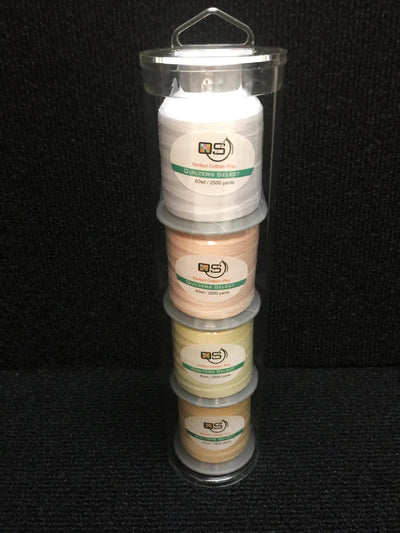Quilters Select Thread - Tube of 4 colors 2500 YD - WHITE PORCELA SHALE SUGAR COOKIE - Prismatic Fiber Arts
