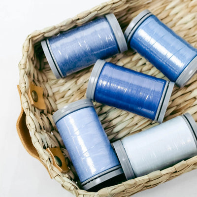 Quilters Select Thread - Tube of 5 colors 400M - FAIRY DUST TRINITY BLUE CERULEAN SAPPHIRE STORMY OCEAN - Prismatic Fiber Arts