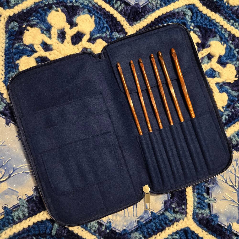 Crochet Hook Set | Rosewood | Sizes E, F, G, 7, H, I | w/custom case - Prismatic Fiber Arts