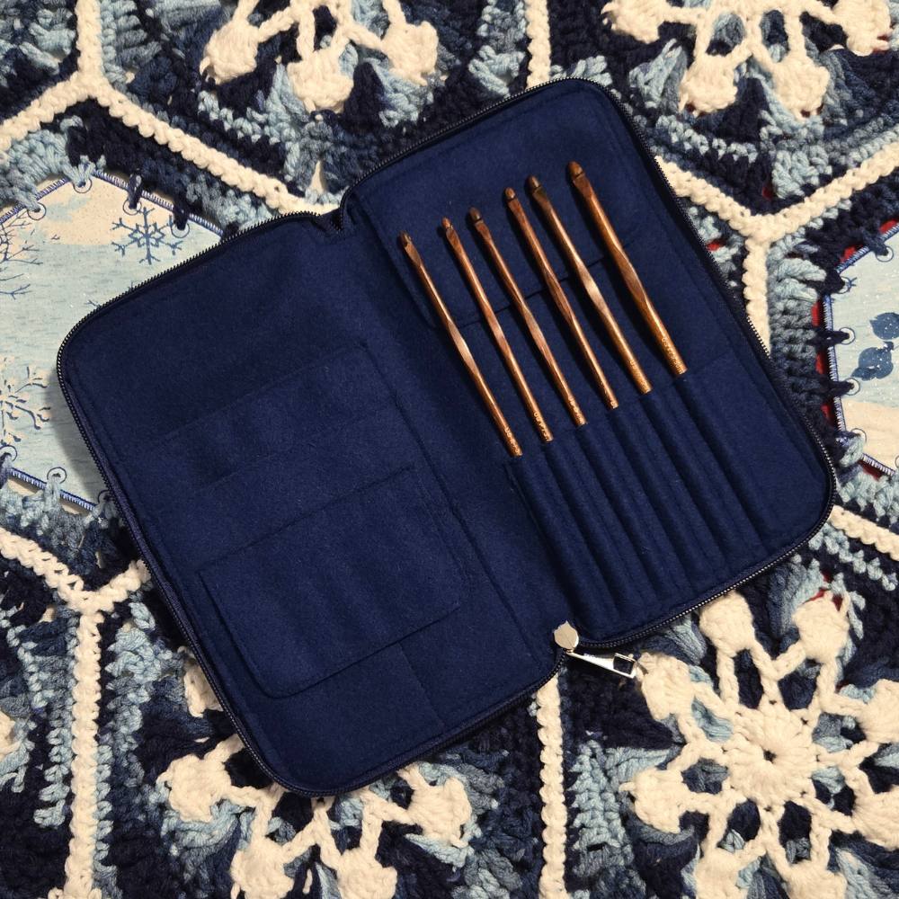 Crochet Hook Set | Rosewood | Sizes E, F, G, 7, H, I | w/custom case - Prismatic Fiber Arts