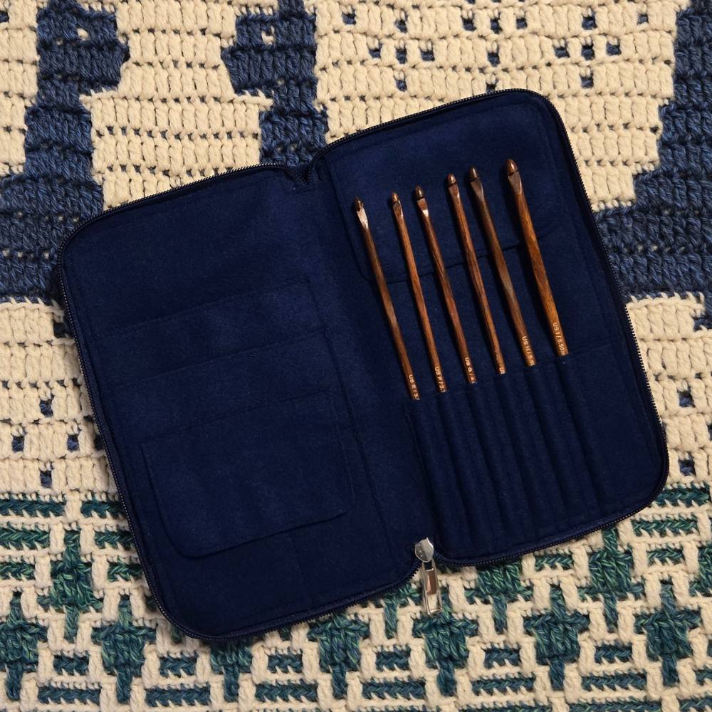 Crochet Hook Set | Rosewood | Sizes E, F, G, 7, H, I | w/custom case - Prismatic Fiber Arts