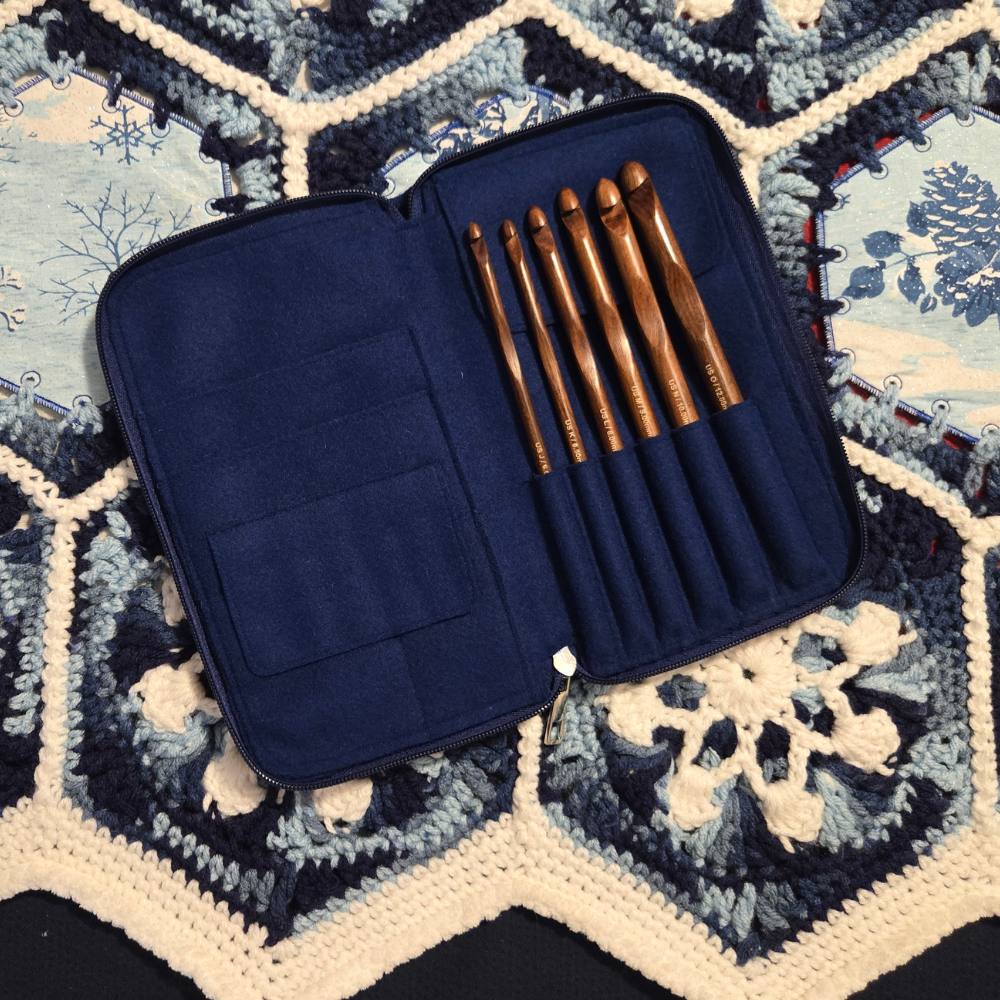Crochet Hook Set | Rosewood | Sizes J, K, L, M, N, O | w/custom case - Prismatic Fiber Arts