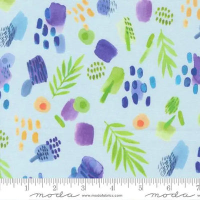 Radiant Aqua Watercolor Leaves Cotton 44"/45" Fabric Per Yard - Prismatic Fiber Arts