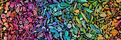 Radiant Midnight Ombre Watercolor Leaves Cotton 44"/45" Fabric Per Yard - Prismatic Fiber Arts
