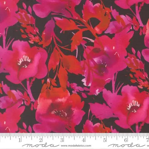 Radiant Midnight Poppies Cotton 44"/45" Fabric Per Yard - Prismatic Fiber Arts