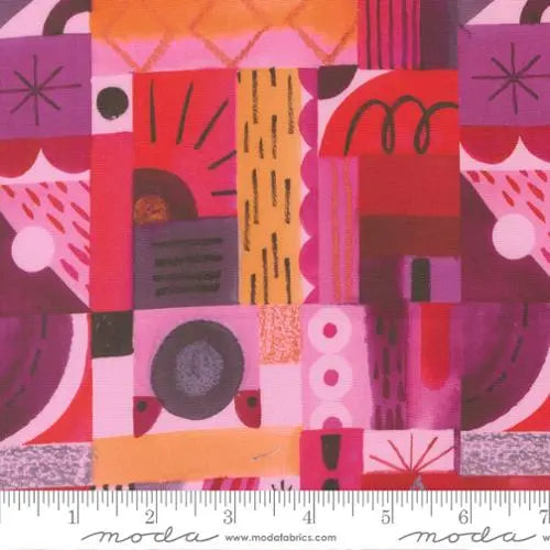 Radiant Pink Geometric Cotton 44"/45" Fabric Per Yard - Prismatic Fiber Arts