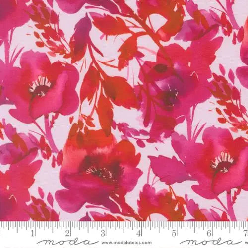 Radiant Pink Poppies Cotton 44"/45" Fabric Per Yard - Prismatic Fiber Arts