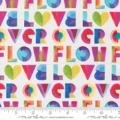 Radiant Rainbow Over Flow Text Cotton 44"/45" Fabric Per Yard - Prismatic Fiber Arts