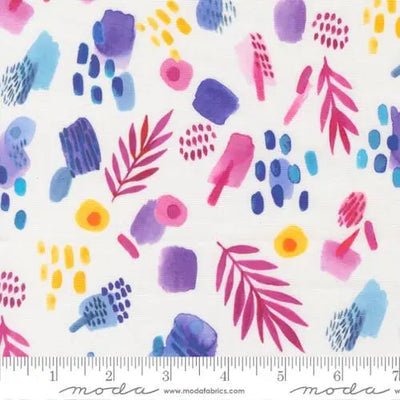 Radiant Rainbow Watercolor Leaves Cotton 44"/45" Fabric Per Yard - Prismatic Fiber Arts