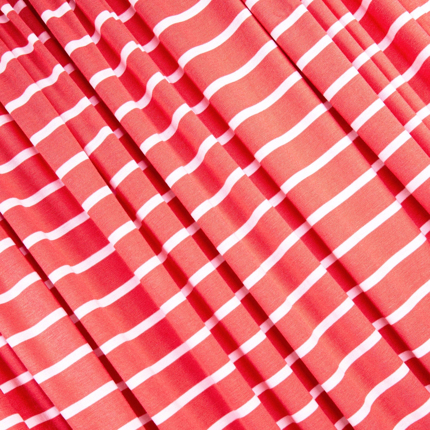 FabricLA Rayon Spandex Jersey Knit Fabric – 58/60" Wide, 1.6mm Thick | 4-Way Stretch Striped Fabric for Apparel & Crafts (Coral & White) - Prismatic Fiber Arts