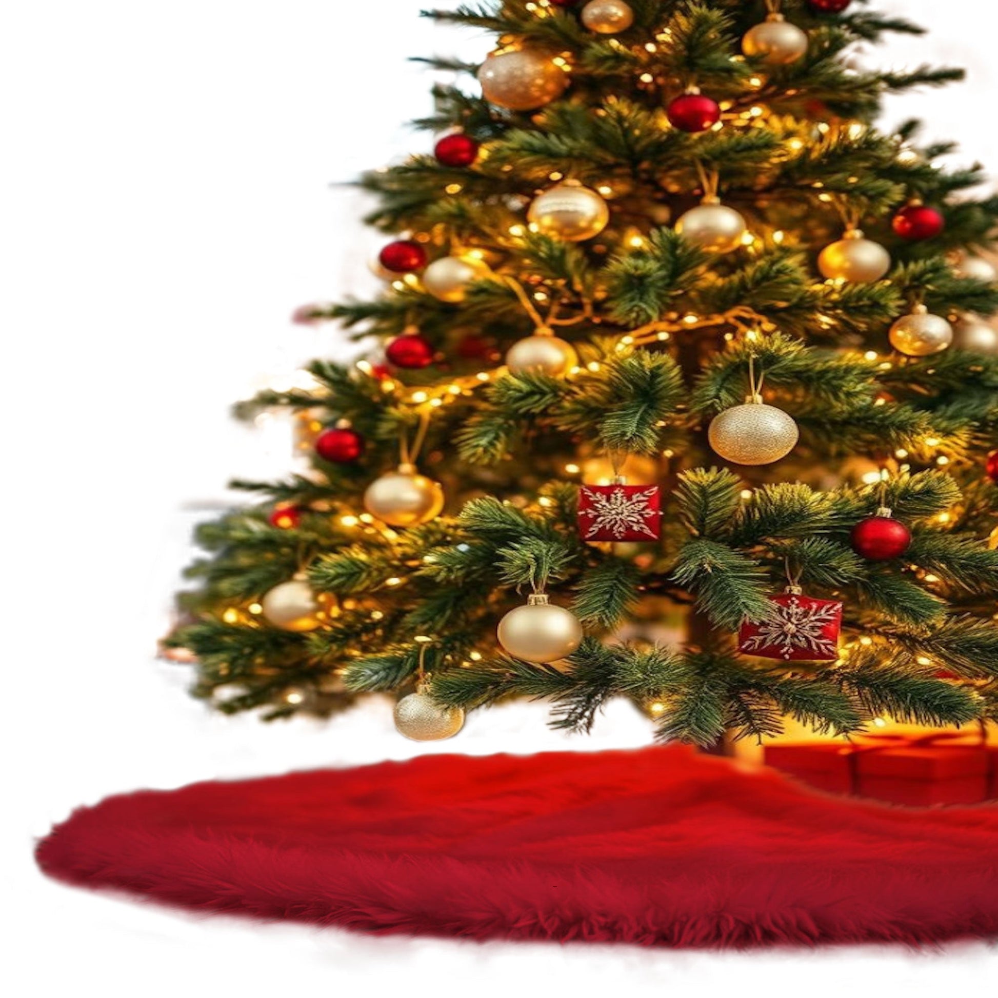 Premium Faux Fur Christmas Tree Skirt - 36 Inch | Luxurious Holiday Decorations - Prismatic Fiber Arts
