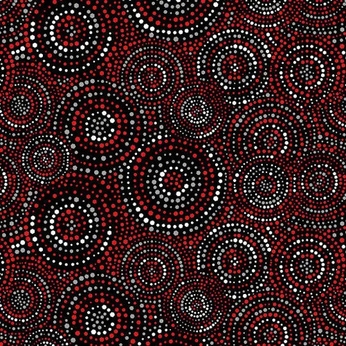 Red And Black Hexi Dots Cotton Wideback Fabric per yard - Prismatic Fiber Arts