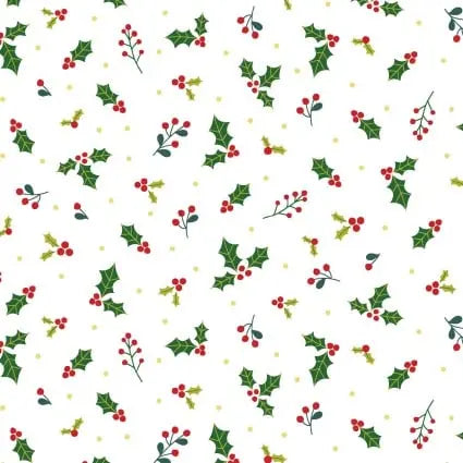 Red And Green Holly Cotton 43"/44" Fabric Per Yard - Prismatic Fiber Arts