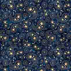 Blue Paisley & Stars 1776 Cotton 44"/45" Fabric Per Yard - Prismatic Fiber Arts