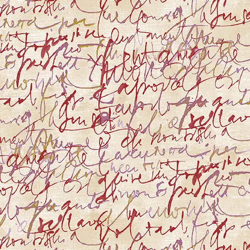 Red/Cream Fluidity Script Large Cotton 44”/45" Fabric Per Yard - Prismatic Fiber Arts