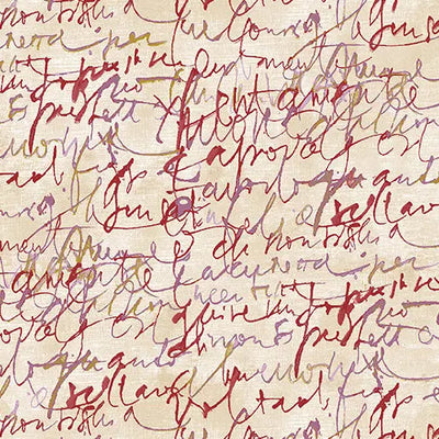Red/Cream Fluidity Script Large Cotton 44”/45" Fabric Per Yard - Prismatic Fiber Arts