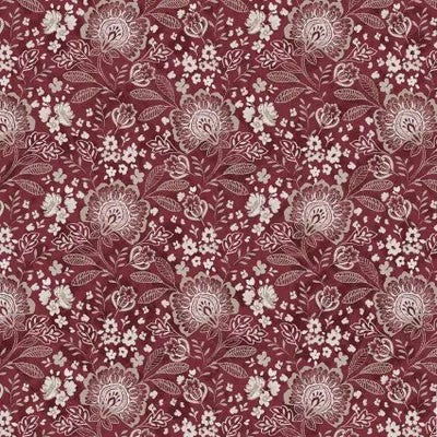 Red Jacobean Allover Elizabeth Wideback Fabric Per Yard - Prismatic Fiber Arts