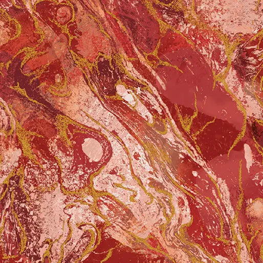 Red Marbled Earth Cotton 44”/45" Fabric Per Yard - Prismatic Fiber Arts