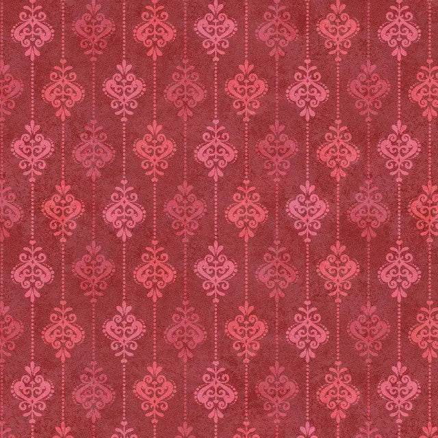 Red Operetta Damask Stripe Cotton 43"/44" Fabric Per Yard - Prismatic Fiber Arts