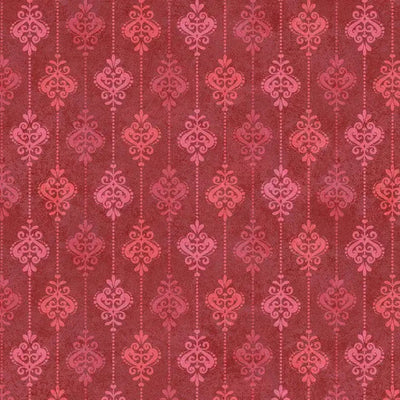 Red Operetta Damask Stripe Cotton 43"/44" Fabric Per Yard - Prismatic Fiber Arts