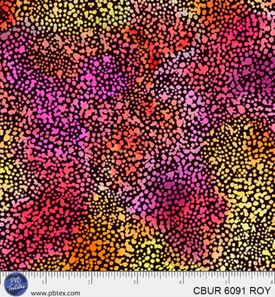 Red-Orange Yellow Dots Color Burst Cotton 44"/45" Fabric Per Yard - Prismatic Fiber Arts