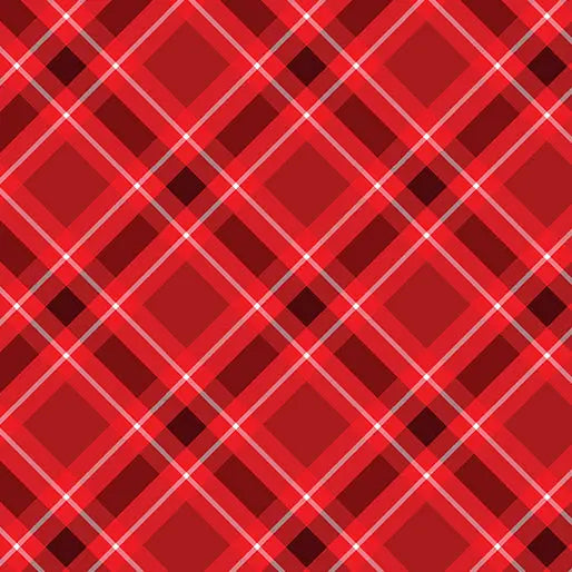 Red Scarlet Plaid Cotton Wideback Fabric per yard - Prismatic Fiber Arts