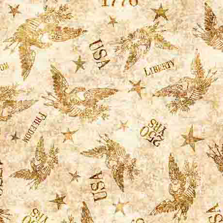 Natural Tonal American Eagle 1776 Cotton 44"/45" Fabric Per Yard - Prismatic Fiber Arts