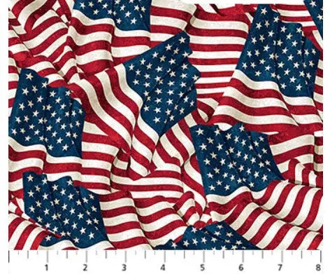 Red White And Blue Stars And Stripes Cotton Wideback Fabric per yard - Prismatic Fiber Arts