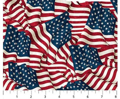 Red White And Blue Stars And Stripes Cotton Wideback Fabric per yard - Prismatic Fiber Arts