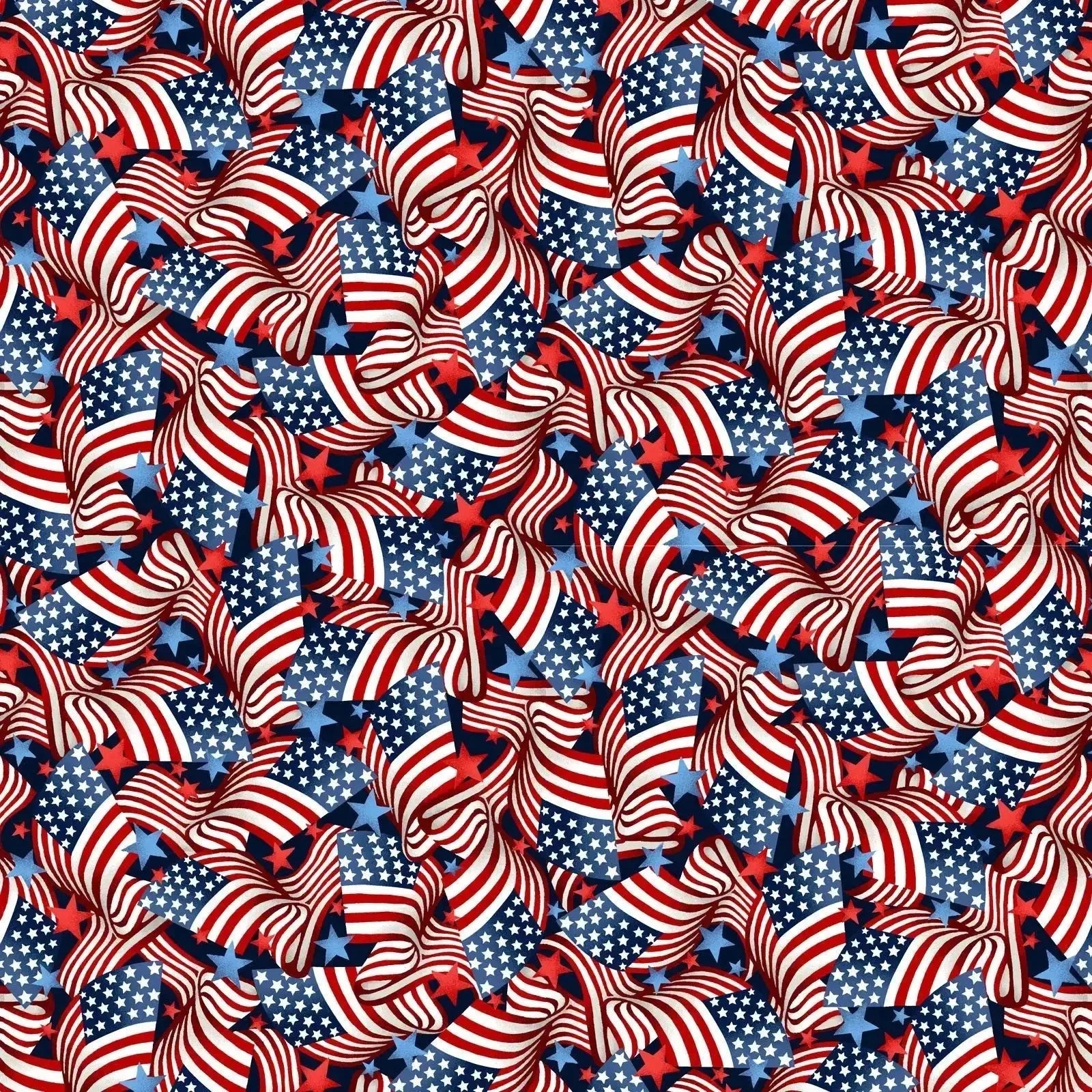 Red White and Starry Blue Too Flags Cotton Wideback Fabric per yard - Prismatic Fiber Arts
