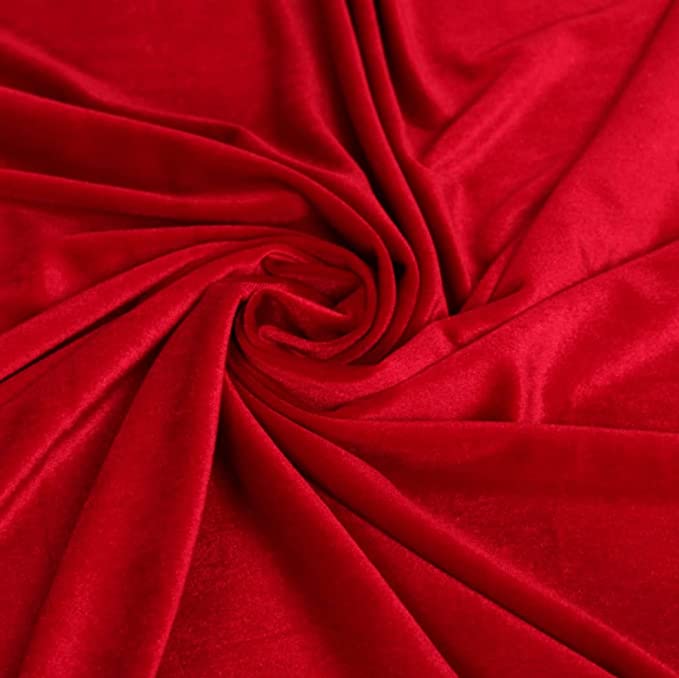 FabricLA Stretch Velvet Fabric by the Yard – Red | 90% Polyester 10% Spandex | 280gsm | 58/60” Wide - Prismatic Fiber Arts