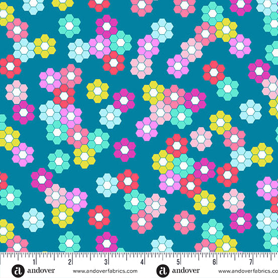 Reef Hexie Garden Color Pop Playground Cotton 44"/45" Fabric Per Yard - Prismatic Fiber Arts