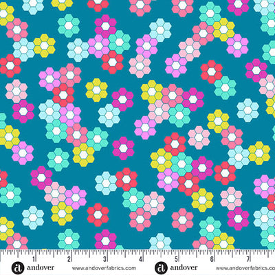 Reef Hexie Garden Color Pop Playground Cotton 44"/45" Fabric Per Yard - Prismatic Fiber Arts