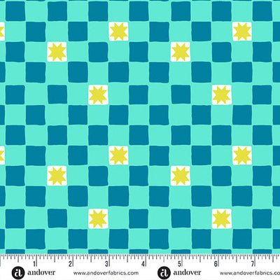 Reef Twinkle Tiles Color Pop Playground Cotton 44"/45" Fabric Per Yard - Prismatic Fiber Arts