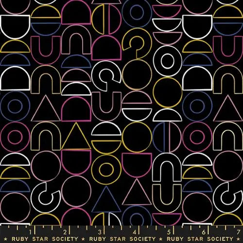 Reign Noble Black Modern Shapes 44"/45" Fabric Per Yard - Prismatic Fiber Arts