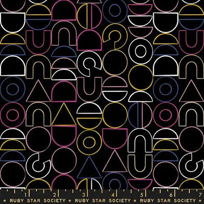 Reign Noble Black Modern Shapes 44"/45" Fabric Per Yard - Prismatic Fiber Arts