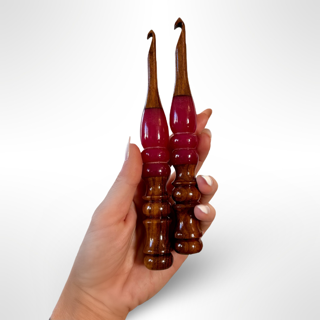 Starlight Ergonomic Crochet Hooks | Rosewood & Resin - Prismatic Fiber Arts