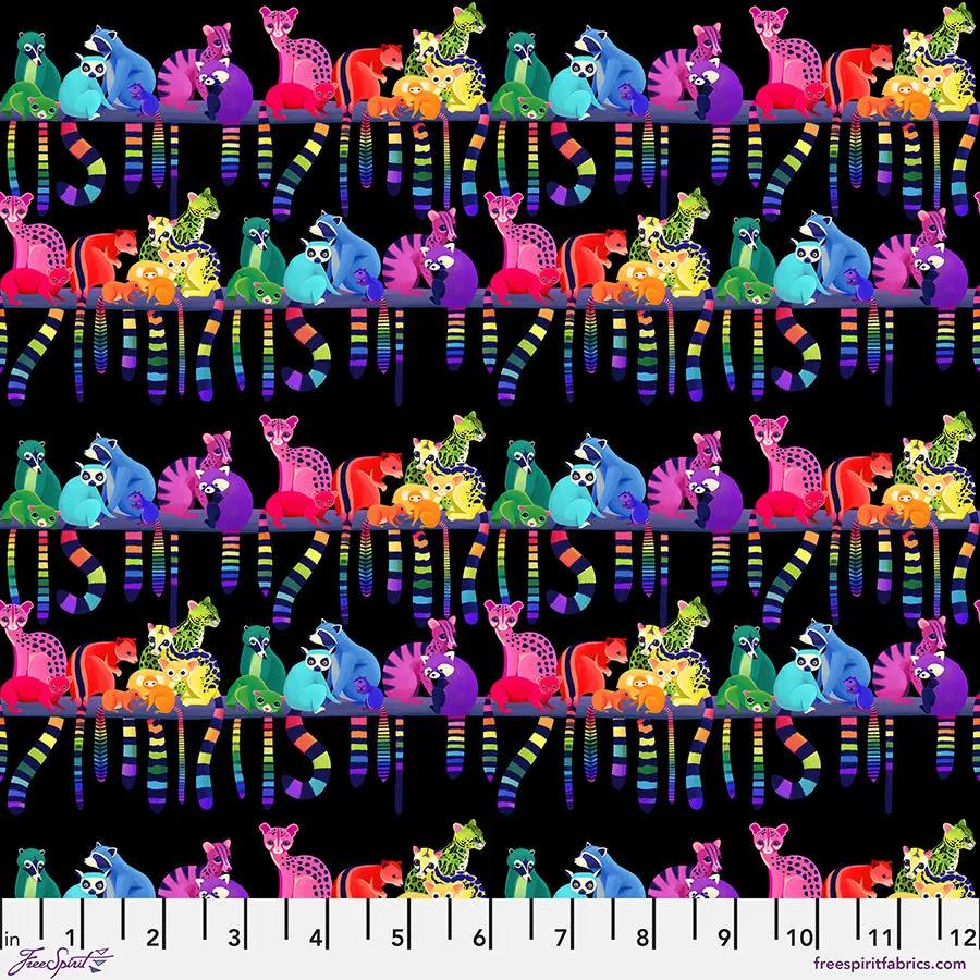 Ringtail Love Night Black Cotton 44"/45" Fabric Per Yard - Prismatic Fiber Arts