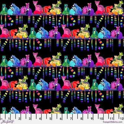 Ringtail Love Night Black Cotton 44"/45" Fabric Per Yard - Prismatic Fiber Arts