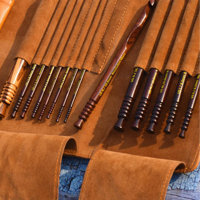 Premium Rosewood Crochet Hooks Set with Carrying Case | 13 Crochet Hooks Size US E - P - Prismatic Fiber Arts