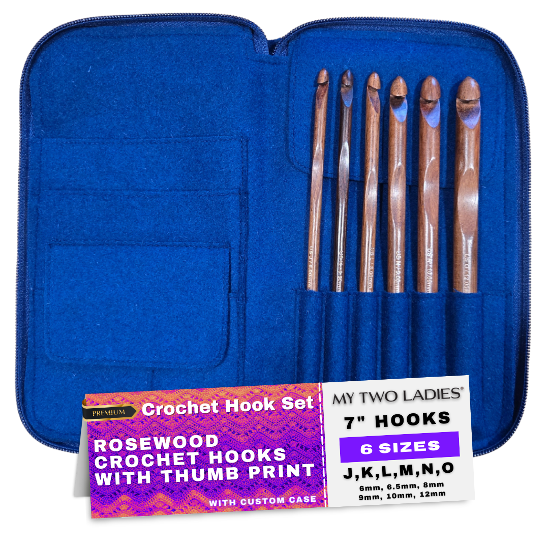 Crochet Hook Set | Rosewood | Sizes J, K, L, M, N, O | w/custom case - Prismatic Fiber Arts